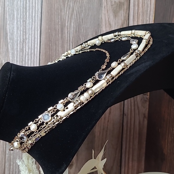 WHBM GOLD TONE FIVE STRAND TIERED NECKLACE - Picture 4 of 8